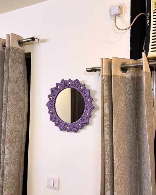 Beaded Sun Mirror - Lavender