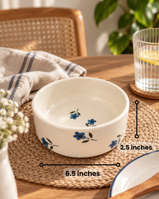 Sapphire Bloom Ceramic Bowl