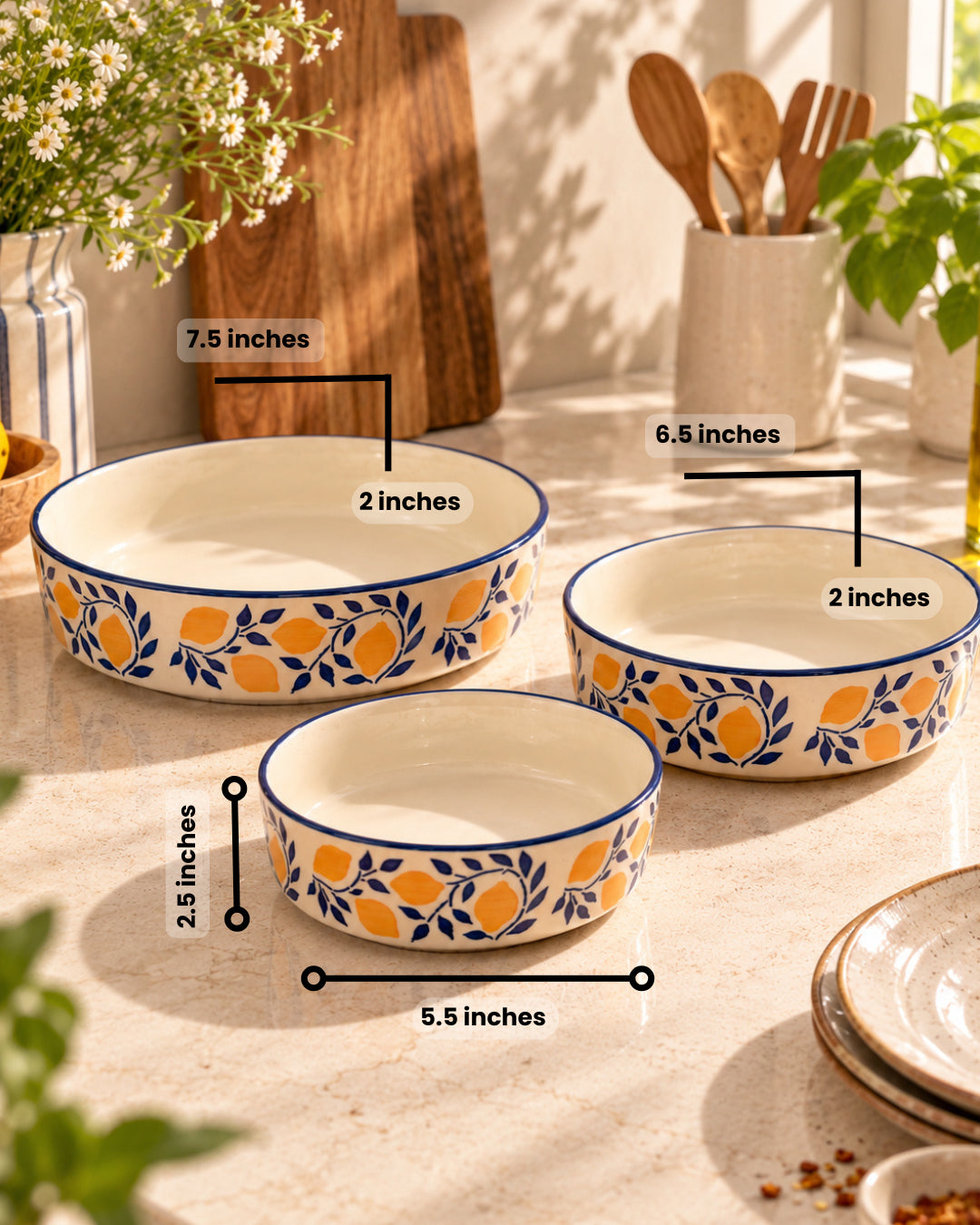 Set of 3 Salad Bowls- Amalfi Afternoon