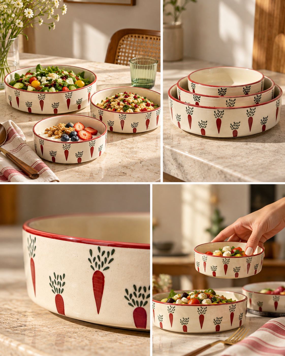 Set of 3 Salad Bowls- Carrot Club