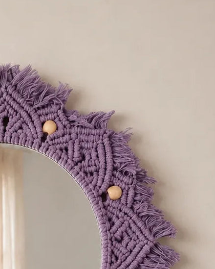 Beaded Sun Mirror - Lavender