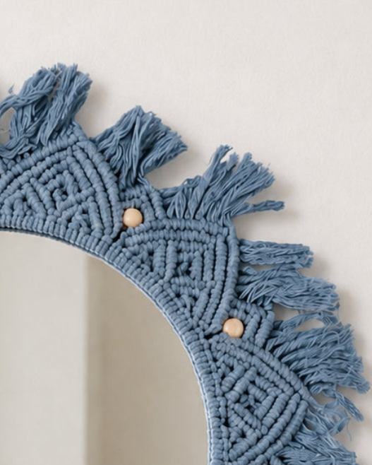 Beaded Sun Mirror - Dark Grey