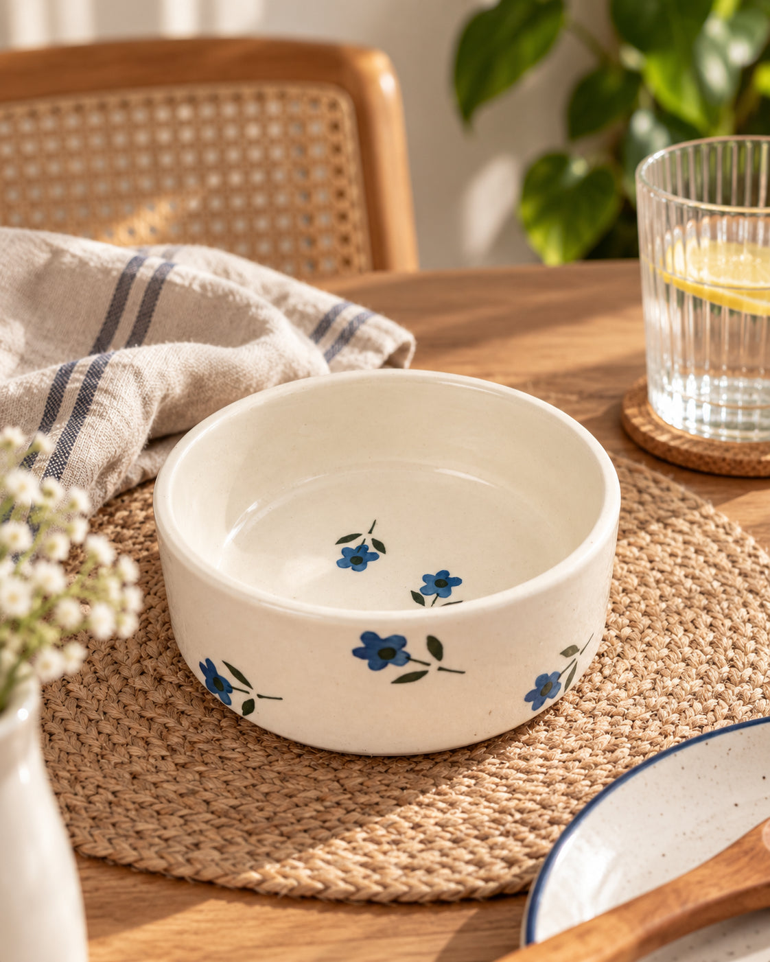 Sapphire Bloom Ceramic Bowl