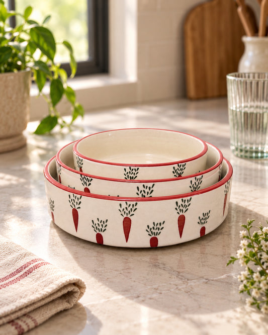Set of 3 Salad Bowls- Carrot Club