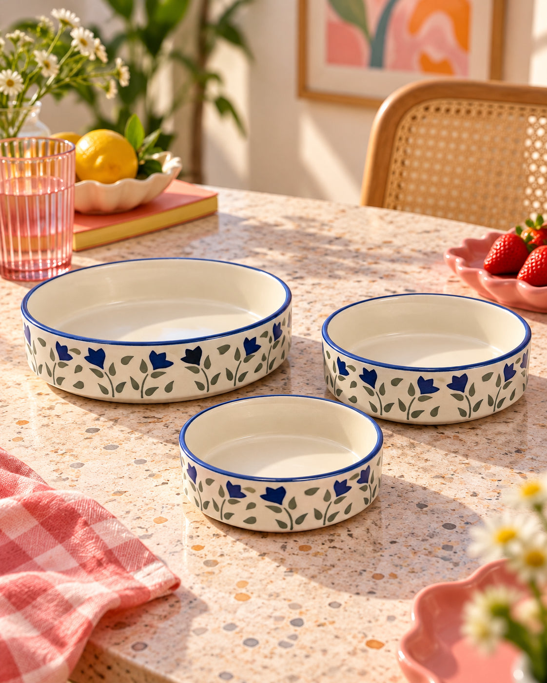 Set of 3 Salad Bowls- Tulip Garden
