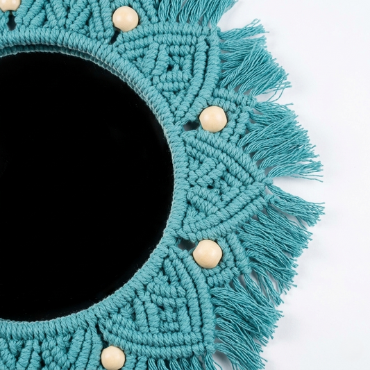 Blue Beaded Sun Mirror