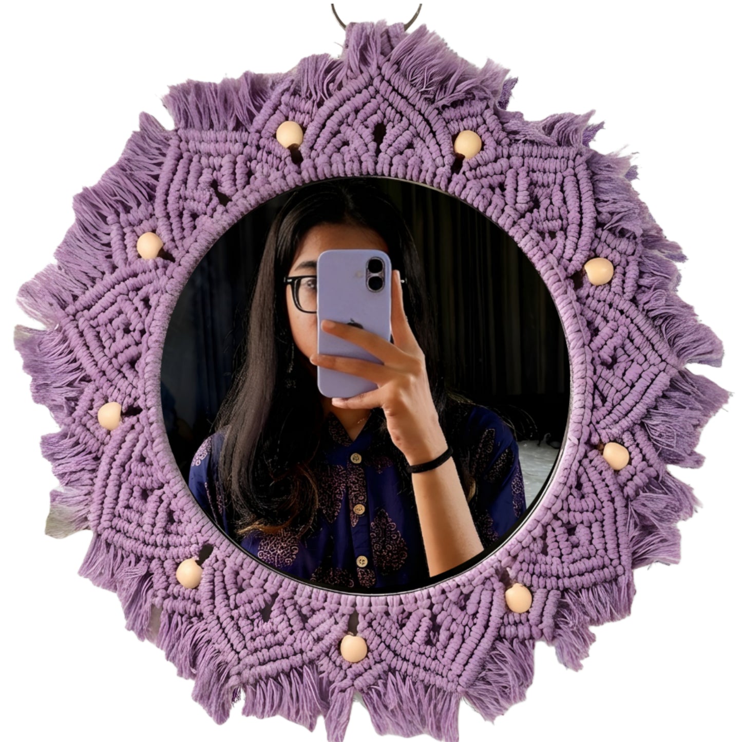 Lavender Beaded Sun Mirror