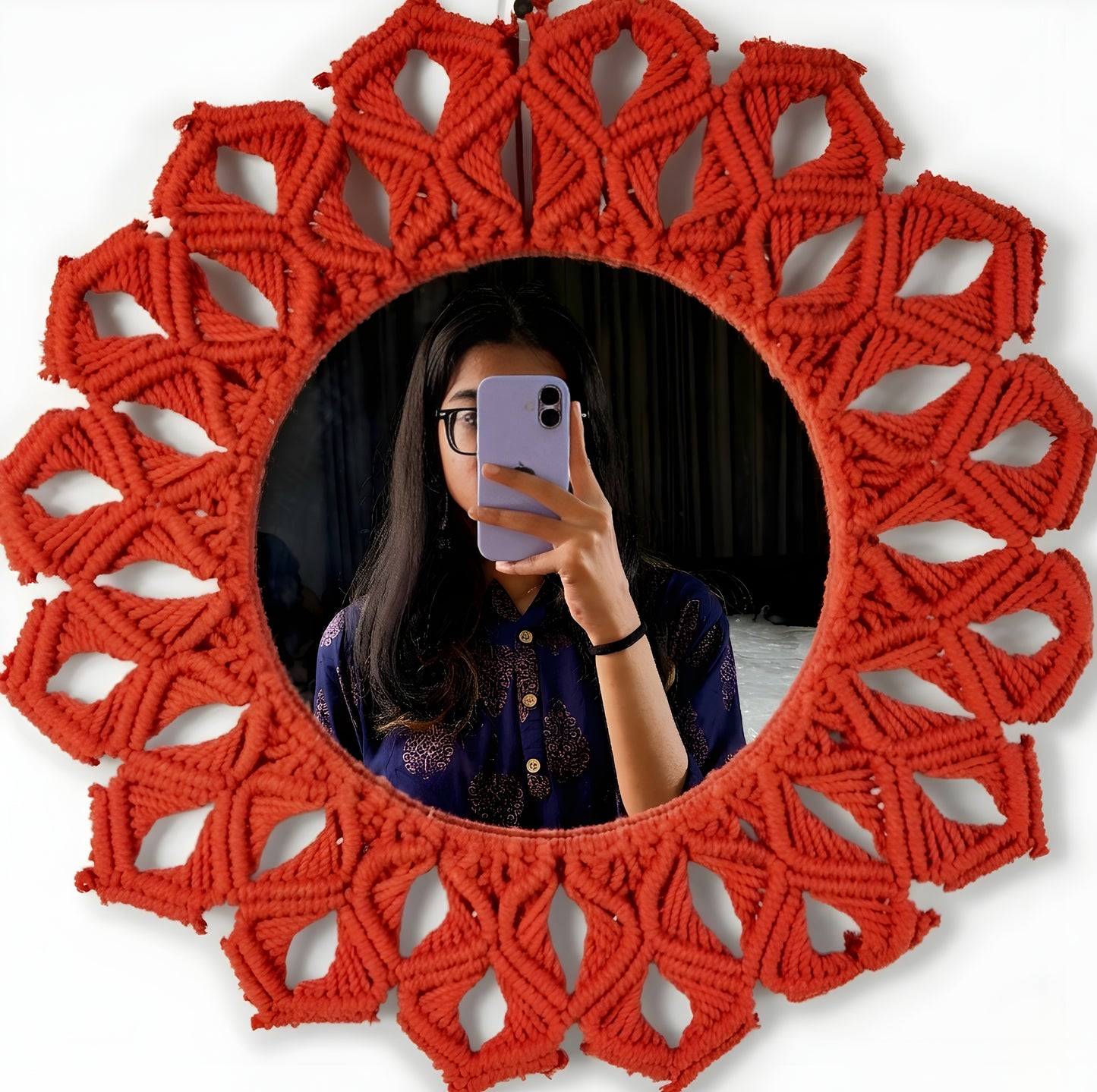 Orange Petal Knot Mirror