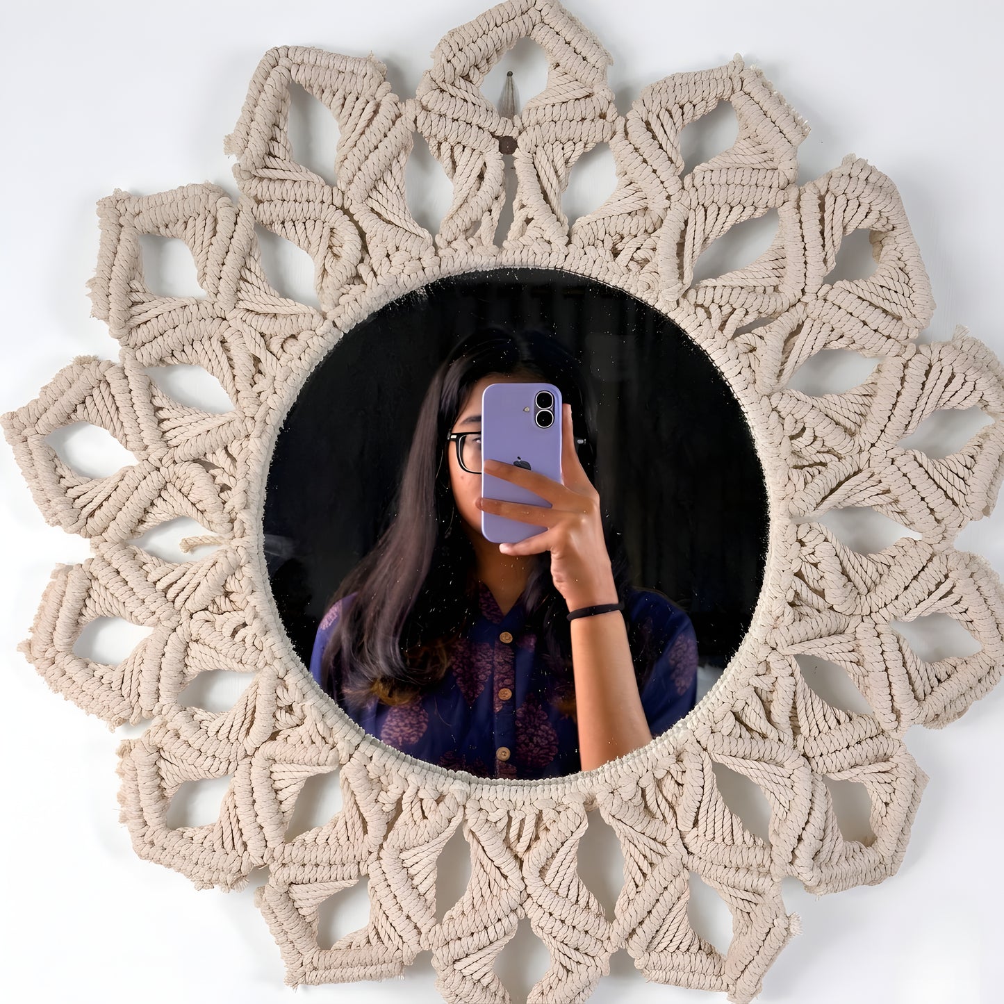 White Petal Knot Mirror