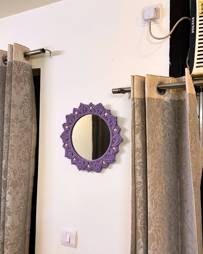 Beaded Sun Mirror - Lavender