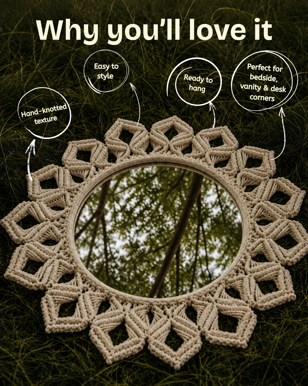 Petal Knot Mirror - White