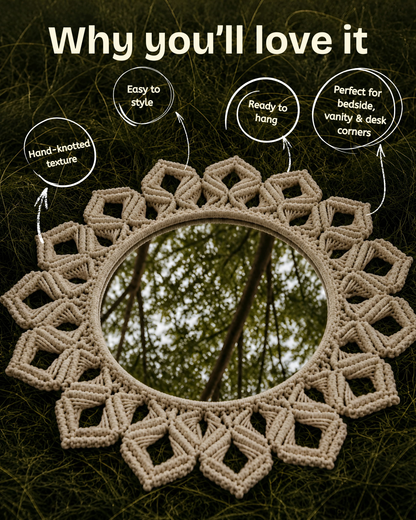 Petal Knot Mirror - White