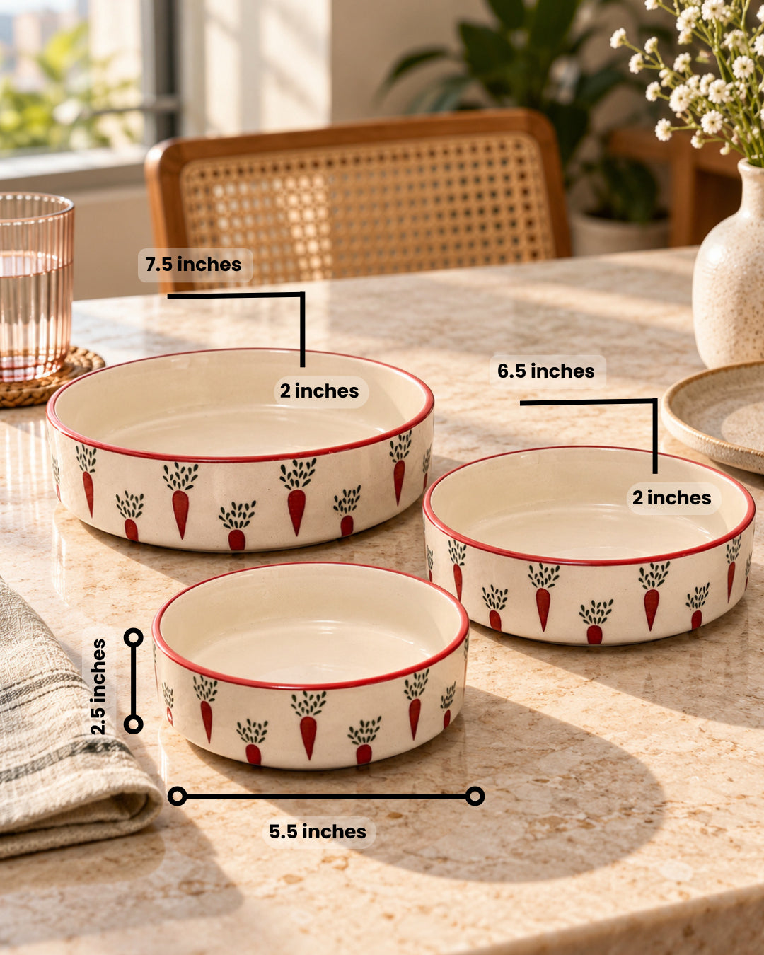 Set of 3 Salad Bowls- Carrot Club