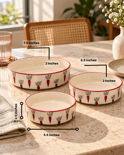 Set of 3 Salad Bowls- Carrot Club