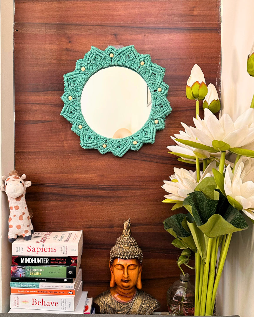 Beaded Sun Mirror - Green