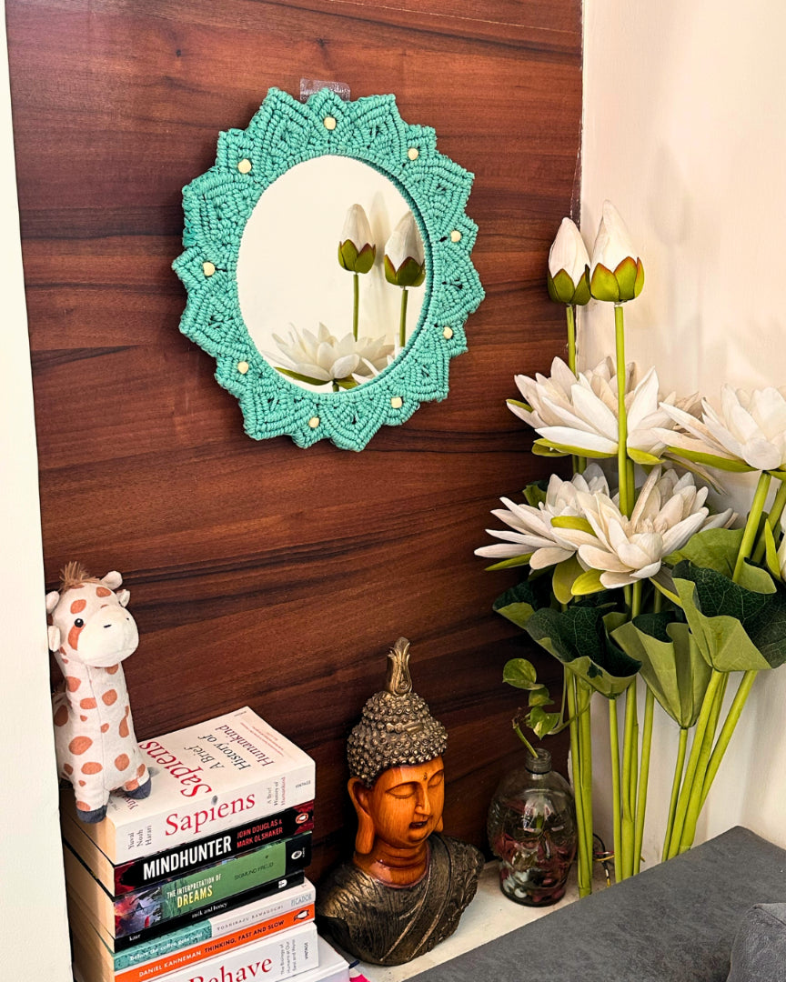 Beaded Sun Mirror - Green