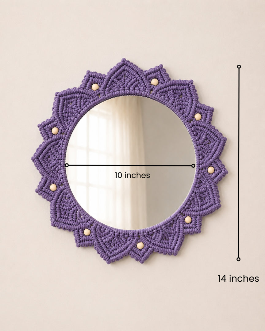 Beaded Sun Mirror - Lavender