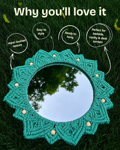 Beaded Sun Mirror - Green