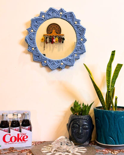 Beaded Sun Mirror - Blue