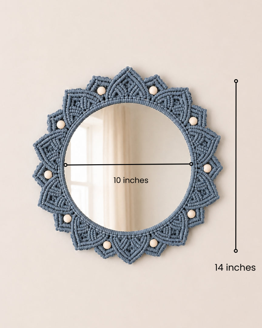 Beaded Sun Mirror - Dark Grey