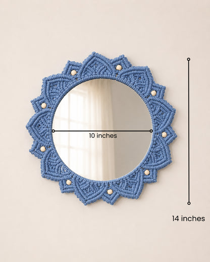 Beaded Sun Mirror - Blue