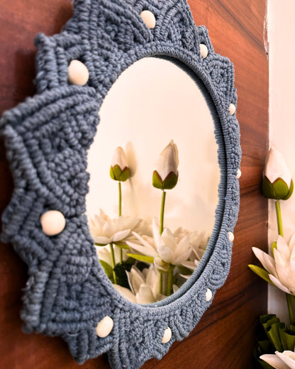 Beaded Sun Mirror - Dark Grey