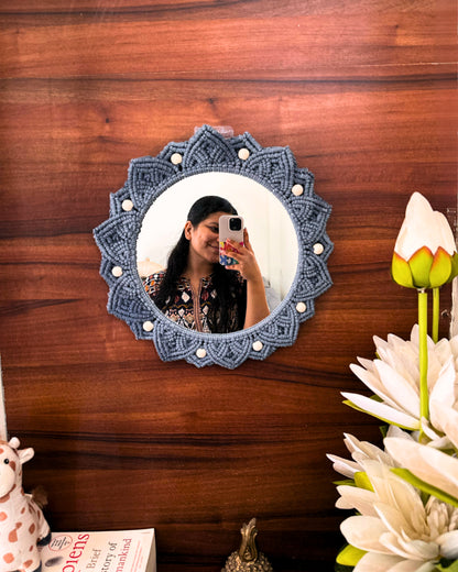 Beaded Sun Mirror - Dark Grey
