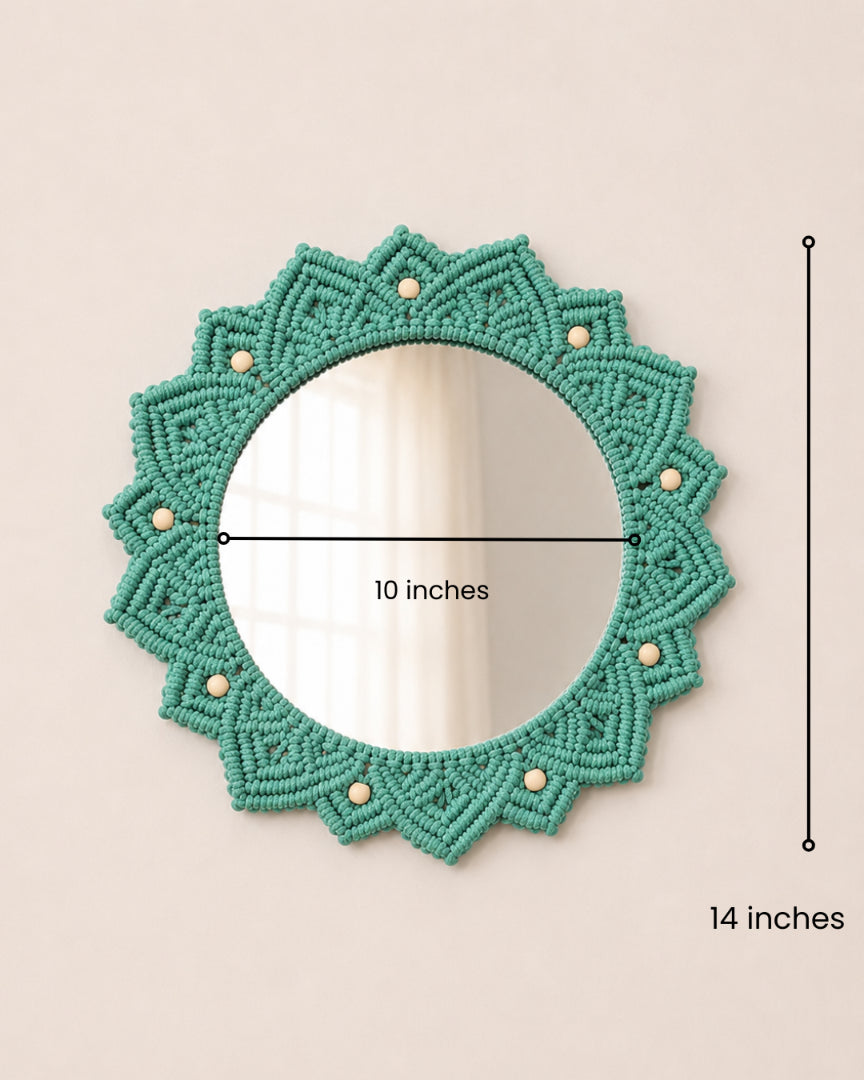 Beaded Sun Mirror - Green