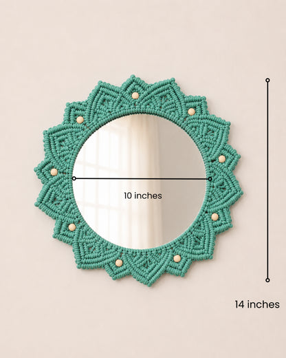 Beaded Sun Mirror - Green