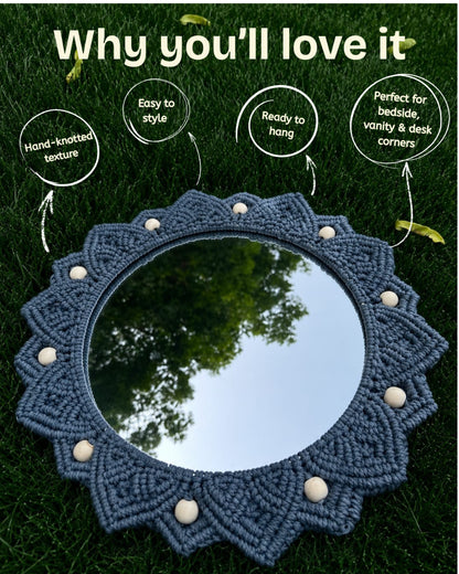 Beaded Sun Mirror - Dark Grey
