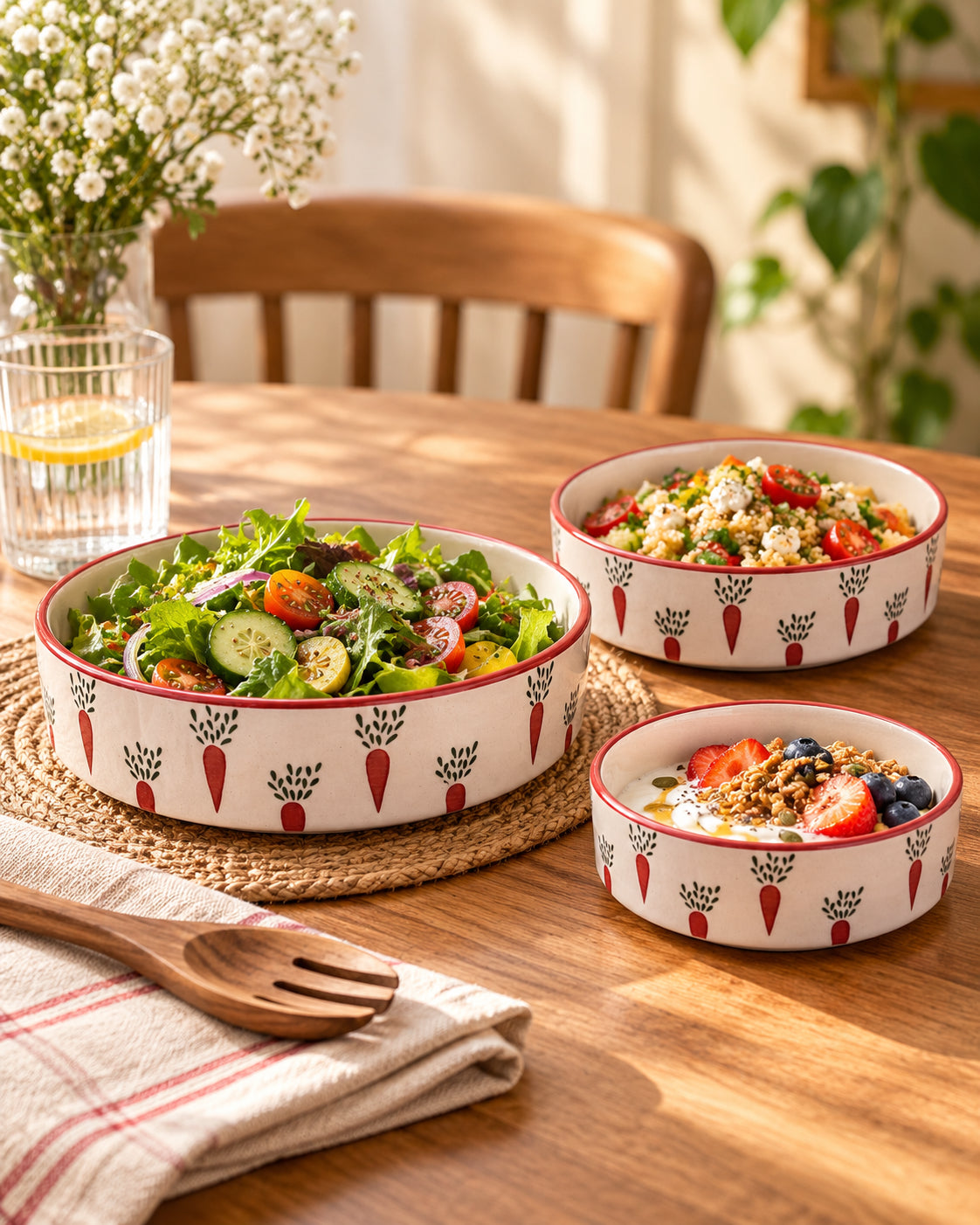Set of 3 Salad Bowls- Carrot Club