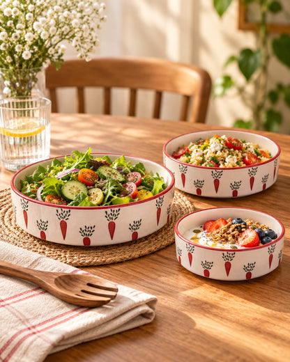 Set of 3 Salad Bowls- Carrot Club