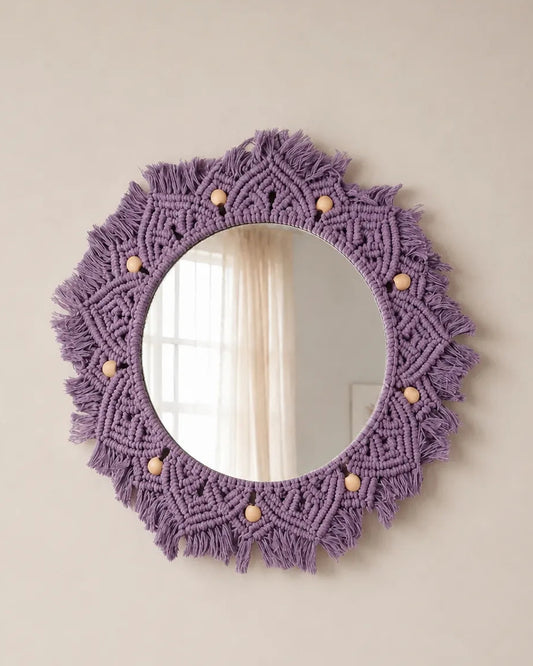 Beaded Sun Mirror - Lavender