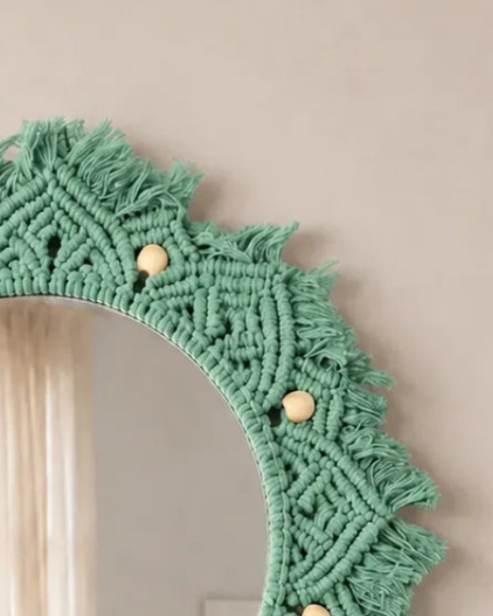 Beaded Sun Mirror - Green