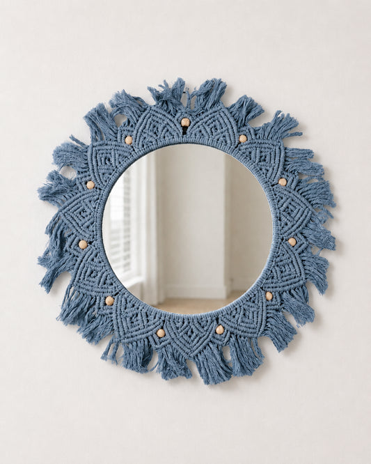 Beaded Sun Mirror - Dark Grey