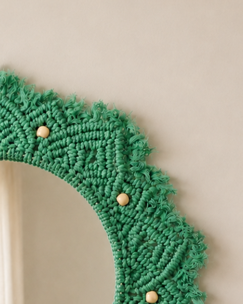 Beaded Sun Mirror - Green