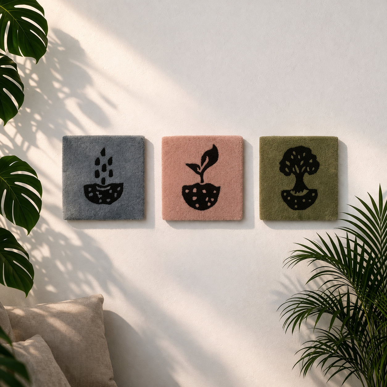Tree 3 Pc. Set Tufted Wall Art