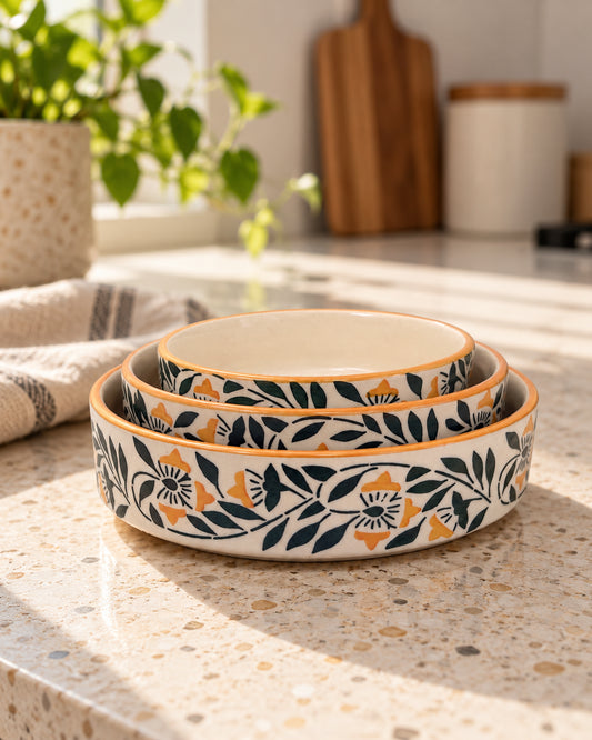 Set of 3 Salad Bowls- The Painted Meadow