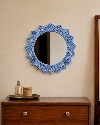 Beaded Sun Mirror - Blue