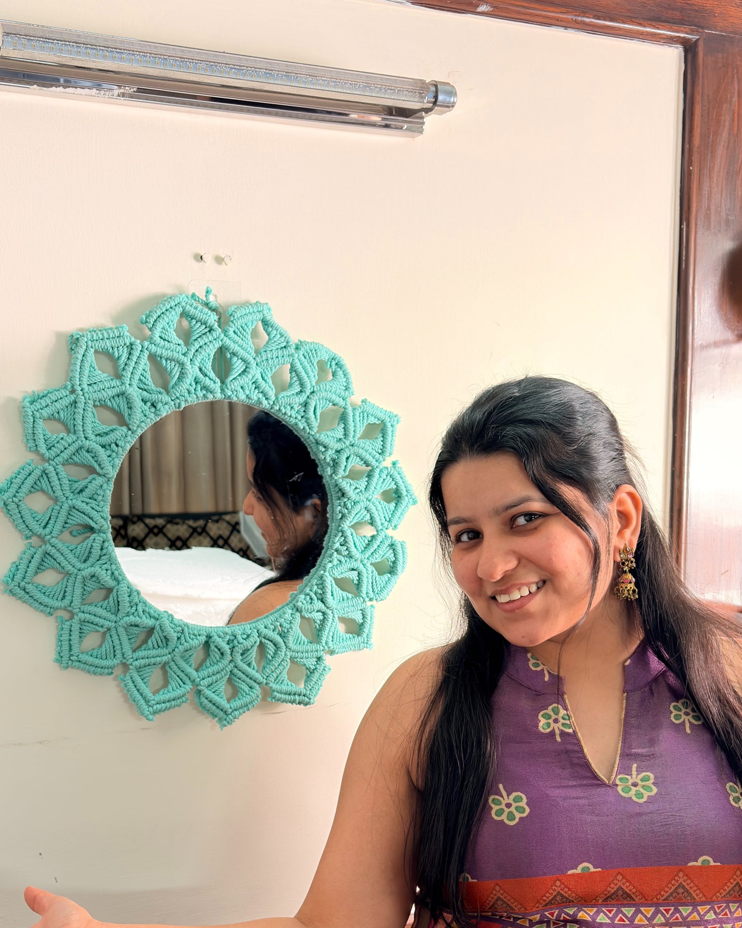 Petal Knot Mirror - Aqua