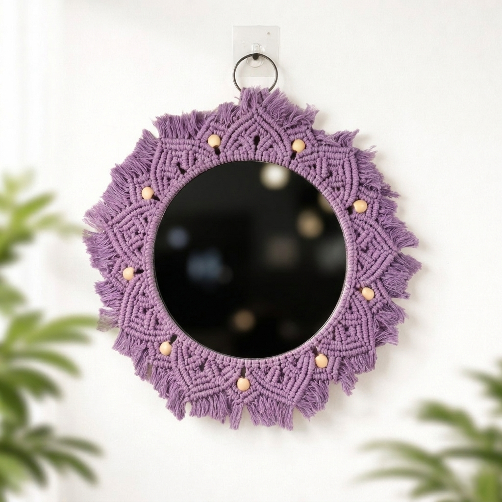 Lavender Beaded Sun Mirror