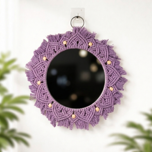 Beaded Sun Mirror - Lavender