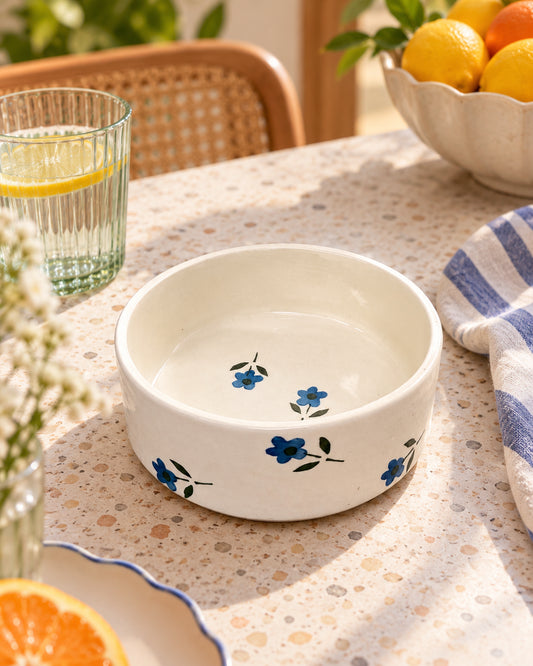 Sapphire Bloom Ceramic Bowl