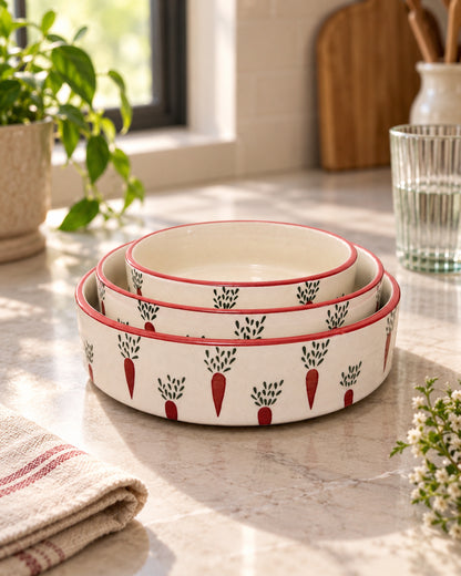 Set of 3 Salad Bowls- Carrot Club