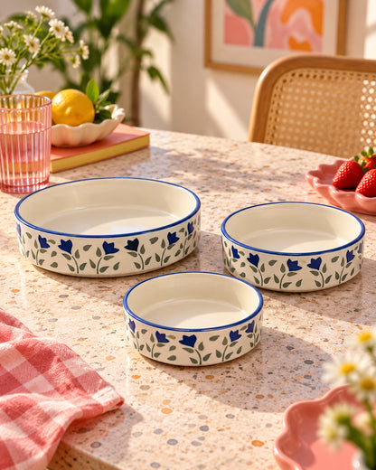 Set of 3 Salad Bowls- Tulip Garden