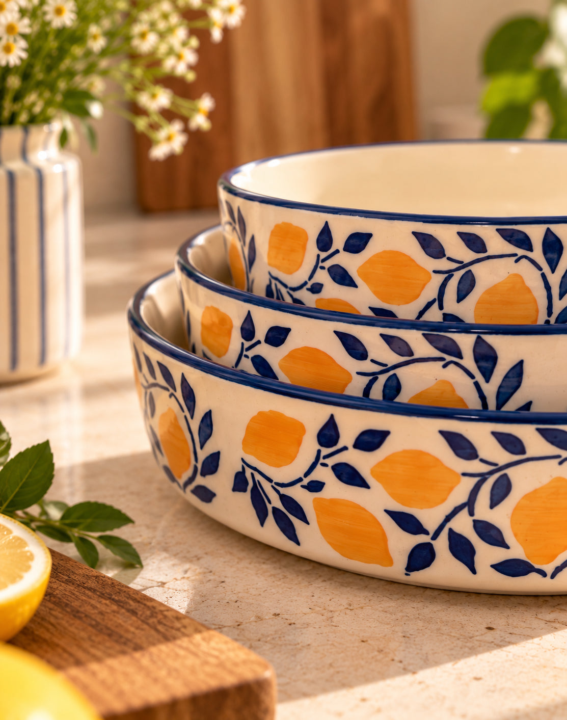 Set of 3 Salad Bowls- Amalfi Afternoon