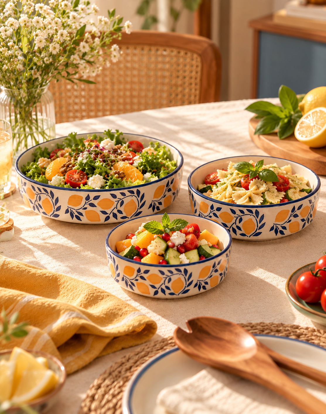 Set of 3 Salad Bowls- Amalfi Afternoon