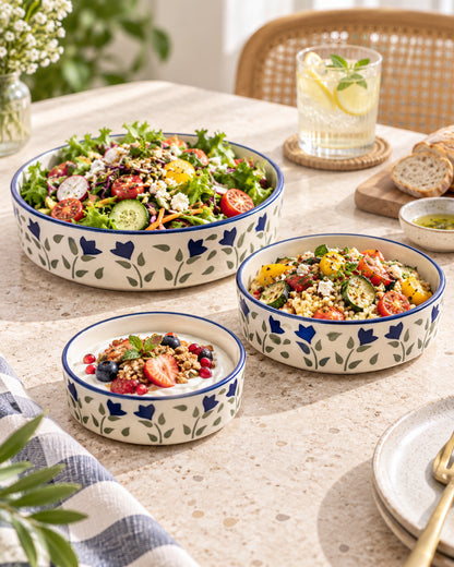 Set of 3 Salad Bowls- Tulip Garden