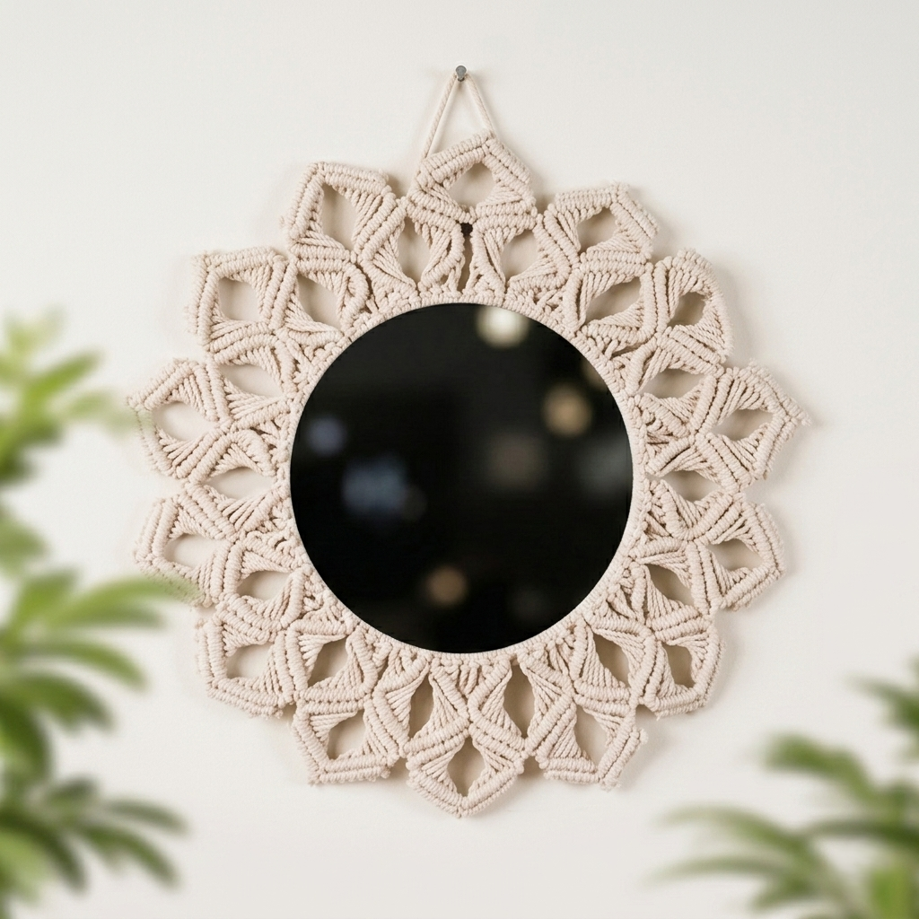 White Petal Knot Mirror