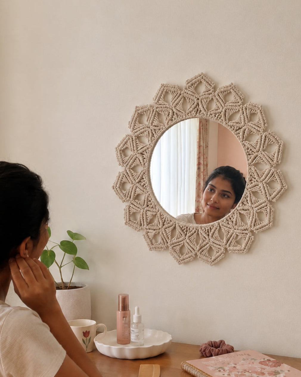 Petal Knot Mirror - White